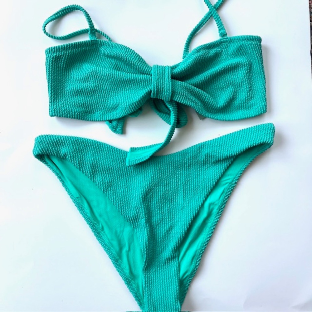 H&M Maillots de bain Bandeau Style Turquoise Bikini Set Size L NWT
